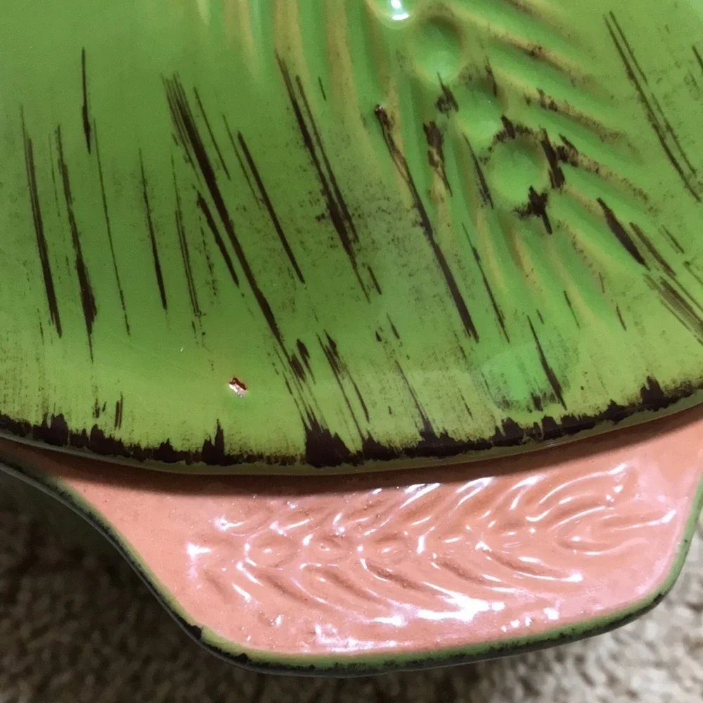 CERAMIC green oval shaped casserole